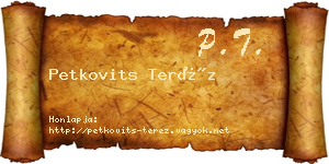Petkovits Teréz névjegykártya